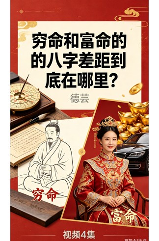 德芸《穷命和富命的八字差距到底在哪里？》视频4集完整高清 风水命理玄学经典