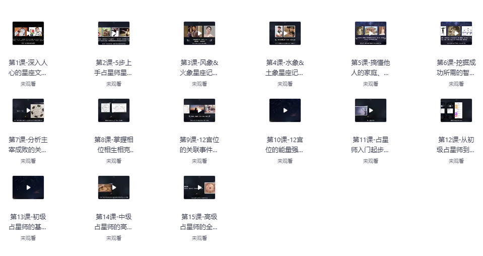 《唯库15堂占星入门全攻略：陈安逸主讲，零基础占星视频课【15集完结】》